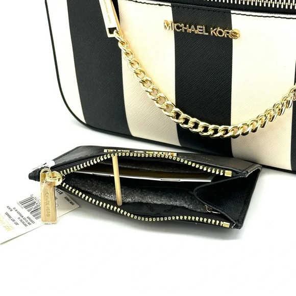 Michael Kors Large EW Zip Chain Xbody Crossbody Bag & Top Zip Coin Pouch Black - Picture 14 of 15
